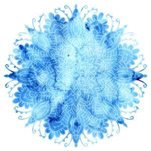 Ilustrace Mandala white and blue watercolor pattern., flovie, (40 x 40 cm)