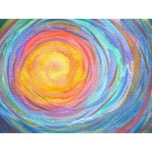 Ilustrace colorful spiral sun power background watercolor, Benjavisa, (40 x 30 cm)