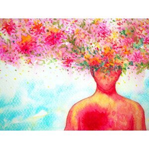 Ilustrace mind spiritual human body head flower, Benjavisa, (40 x 30 cm)