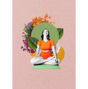 Ilustrace female amputee doing yoga, Tara Moore, (30 x 40 cm)