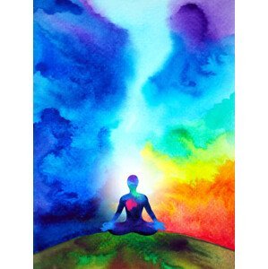 Ilustrace human meditate mind mental health yoga, Benjavisa, (30 x 40 cm)