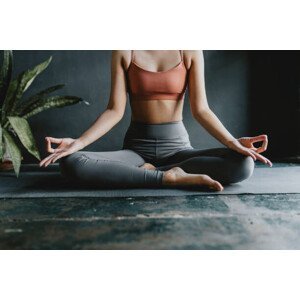 Umělecká fotografie Anonymous Woman Doing Yoga at Home: Lotus Position, FreshSplash, (40 x 26.7 cm)