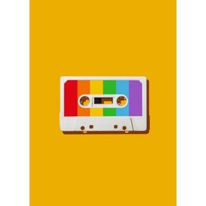 Umělecký tisk Rainbow cassette tape, retales botijero, (30 x 40 cm)