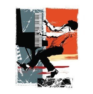 Umělecký tisk Jazz pianist on a grunge background, isaxar, (30 x 40 cm)