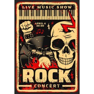Umělecký tisk Rock music festival concert vector poster, seamartini, (26.7 x 40 cm)
