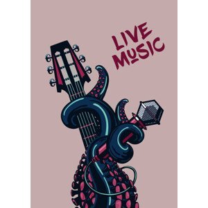 Umělecký tisk Octopus musician. Live music. Rock poster, ne2pi, (30 x 40 cm)