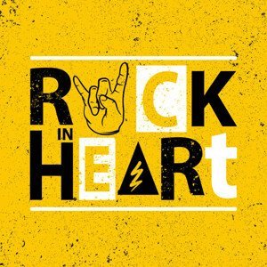 Umělecký tisk Rock poster. Rock in heart sign.Rock, IgorNelson, (40 x 40 cm)