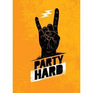 Umělecký tisk Party Hard Creative Motivation Banner Vector, subtropica, (30 x 40 cm)