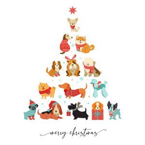 Ilustrace Collection of Christmas dogs, Merry Christmas, ma_rish, (30 x 40 cm)