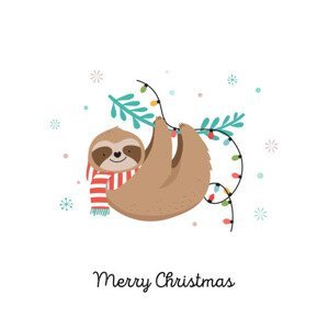 Ilustrace Cute sloth, funny Christmas illustrations with, ma_rish, (30 x 40 cm)