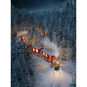 Ilustrace Amazing cute christmas train, Vadmary, (30 x 40 cm)