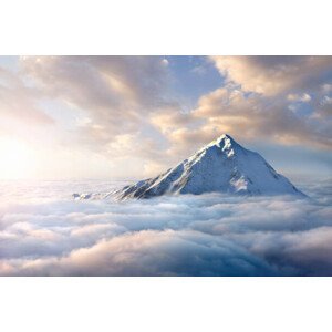 Ilustrace Snow-covered mountaintop above clouds, Chris Clor, (40 x 26.7 cm)