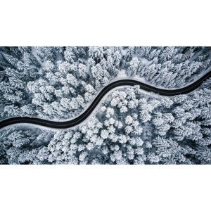Ilustrace Curvy windy road in snow covered, merc67, (40 x 22.5 cm)