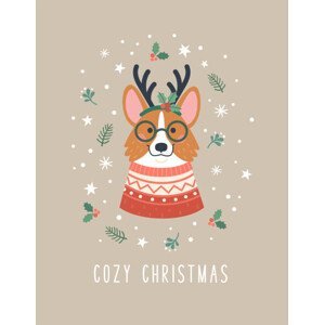 Ilustrace Cozy Christmas greeting card., Nadzeya_Dzivakova, (30 x 40 cm)