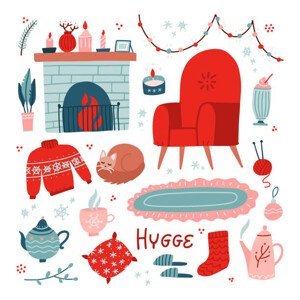 Ilustrace Vibrant Collection of hygge Christmas icons., Svetlana Shamshurina, (40 x 40 cm)