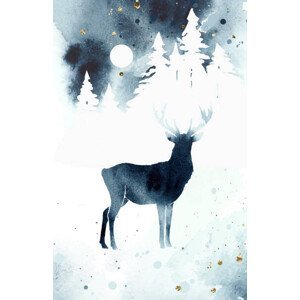 Ilustrace Vector silhouette of reindeer. Watercolor winter, GC402, (26.7 x 40 cm)