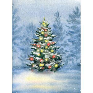 Ilustrace Christmas tree decorated with balls in, Evgeniya_Mokeeva, (30 x 40 cm)