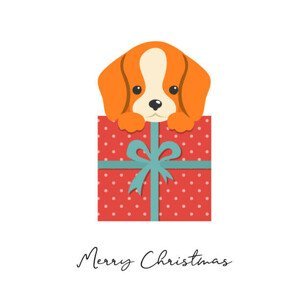 Ilustrace Merry Christmas puppy illustration, cute small, ma_rish, (35 x 40 cm)