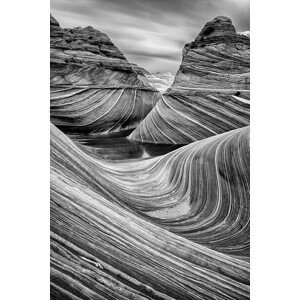 Umělecká fotografie The Wave in Black and White, Justinreznick, (26.7 x 40 cm)