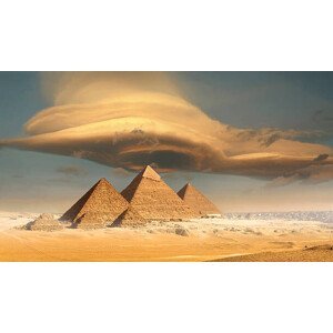 Umělecká fotografie Dramatic storm cloud above pyramids, Giza, Egypt, JimPix, (40 x 22.5 cm)