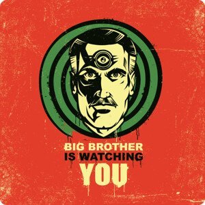 Umělecký tisk Big Brother is watching you illustration, Man_Half-tube, (40 x 40 cm)