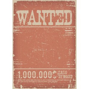 Umělecký tisk Wanted Poster On Red Grunge Background, bennyb, (30 x 40 cm)