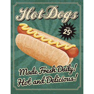 Umělecký tisk Vintage Hot Dog Poster, bortonia, (30 x 40 cm)