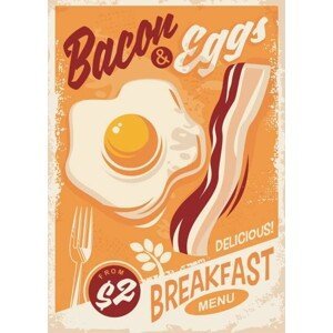 Umělecký tisk Bacon and Eggs breakfast menu, lukeruk, (30 x 40 cm)