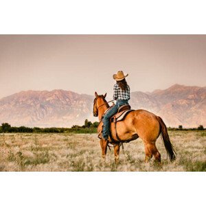 Umělecký tisk Cowgirl Horseback Riding, ferrantraite, (40 x 26.7 cm)