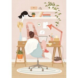 Ilustrace Home office, Petra Holikova, (26.7 x 40 cm)