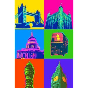 Umělecký tisk London Buildings and Icons, smartboy10, (26.7 x 40 cm)