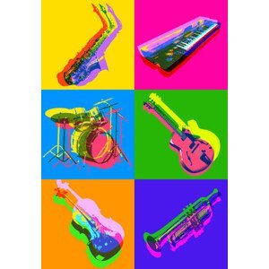 Umělecký tisk Jazz Musical Instrument icons, smartboy10, (26.7 x 40 cm)
