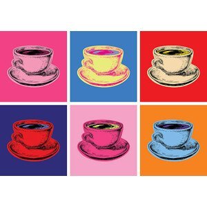 Umělecký tisk Set Coffee Mug Vector Illustration Pop Art Style, vasya_, (40 x 26.7 cm)
