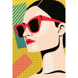 Umělecký tisk Pop art portrait of woman wearing sunglasses, LucidSurf, (26.7 x 40 cm)