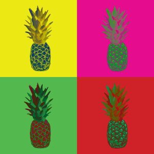 Umělecký tisk Pop Art Pineapple Vector, LucidSurf, (40 x 40 cm)