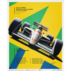 Umělecký tisk McLaren MP4/4 - Ayrton Senna - San Marino GP - 35th Anniversary - 1988, (40 x 50 cm)