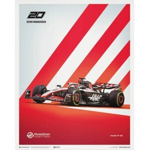 Umělecký tisk MoneyGram Haas F1 Team - Kevin Magnussen - 2023, (40 x 50 cm)