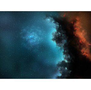 Umělecká fotografie blue bright space nebula, aryos, (40 x 30 cm)