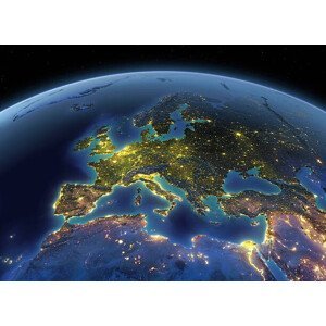 Umělecká fotografie Earth at night Europe, Matthias Kulka, (40 x 30 cm)