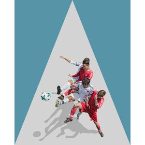 Umělecká fotografie Four Soccer Players fighting for ball,, Bernhard Lang, (30 x 40 cm)
