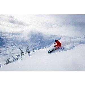 Umělecká fotografie Skiing fresh powder on a ski vacation, stockstudioX, (40 x 26.7 cm)