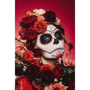 Umělecká fotografie Sugar skull creative make up for halloween, knape, (26.7 x 40 cm)
