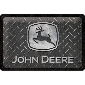 Plechová cedule John Deere Diamon Plate Black, (30 x 20 cm)
