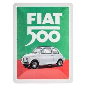 Plechová cedule Fiat 500 Italian Colours, (15 x 20 cm)
