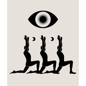 Ilustrace Man doing yoga abstract poster. Monochrome, Alina Beketova, (35 x 40 cm)