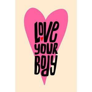 Ilustrace Love your body lettering with heart, Rita Patternson, (26.7 x 40 cm)