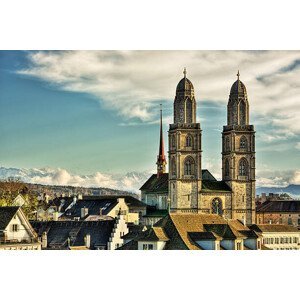 Umělecká fotografie Switzerland, Zurich, View of Great Minster, SilvanBachmann, (40 x 26.7 cm)