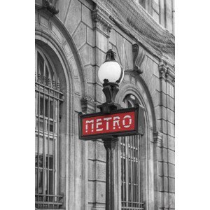 Umělecká fotografie Paris, Frankreich, Metro, Schild, Christoph Wagner, (26.7 x 40 cm)