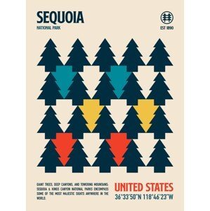 Ilustrace Sequoia National Park Travel Poster, Retrodrome, (30 x 40 cm)