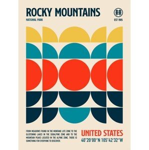Ilustrace Rocky Mountains National Park Travel Poster, Retrodrome, (30 x 40 cm)